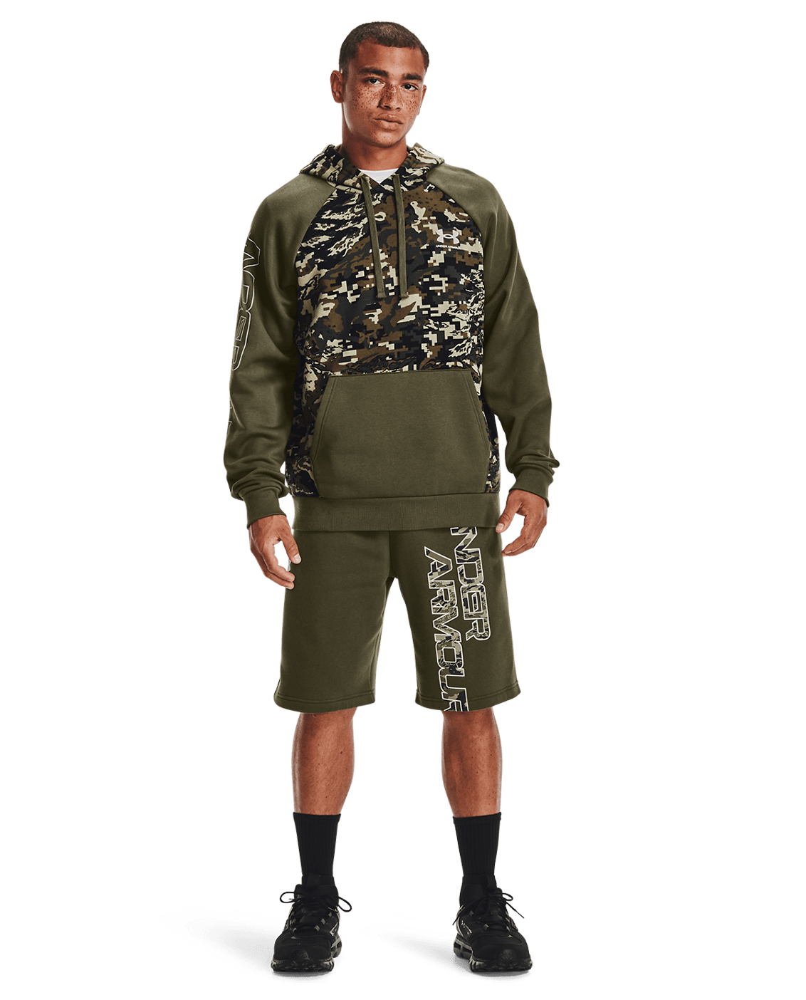 Under Armour Apparel Men's UA Rival Fleece Camo Script Hoodie