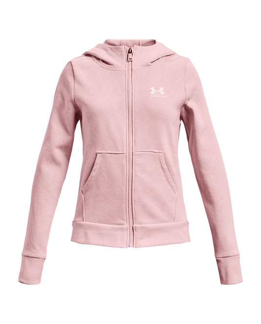 Under Armour Apparel Girls Rival Fleece EM FZ Hoodi - Prime Pink/White