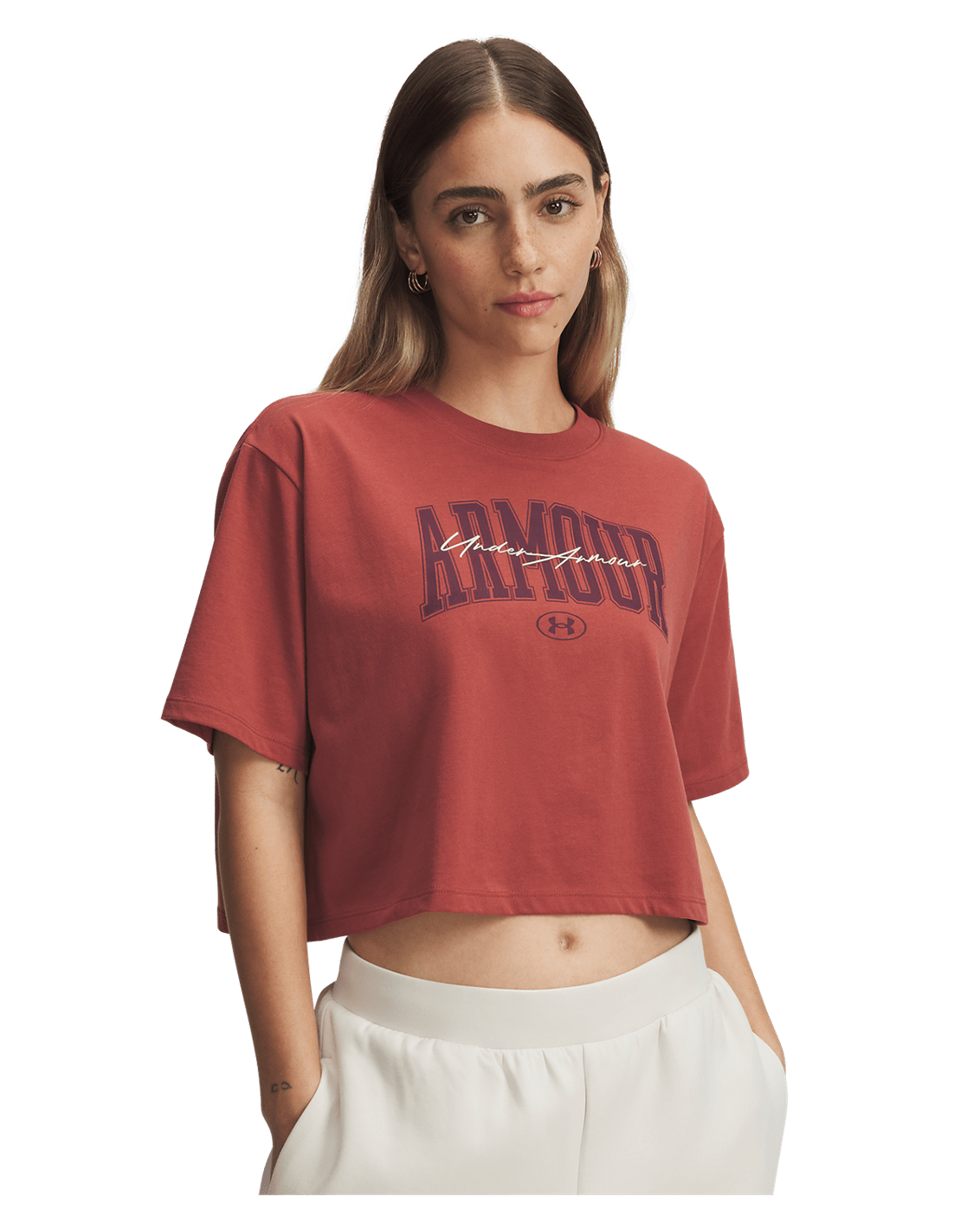 Under Armour Apparel Women's UA Script Boxy Crop Short Sleeve