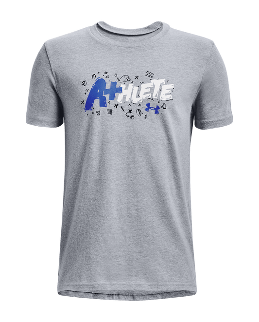 Under Armour Apparel Steel Light Heather/Versa Blue / YSM UA Athlete Boys' Short Sleeve