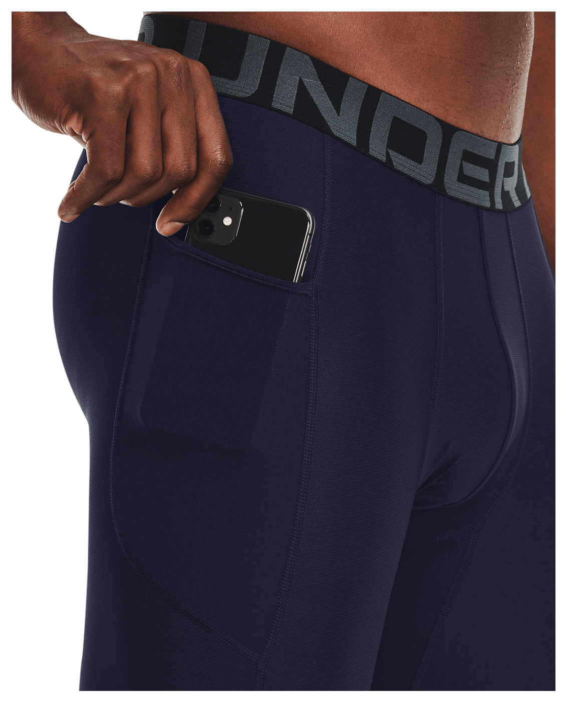 Under Armour Apparel Mens HG Armour Leggings - Midnight Navy/White
