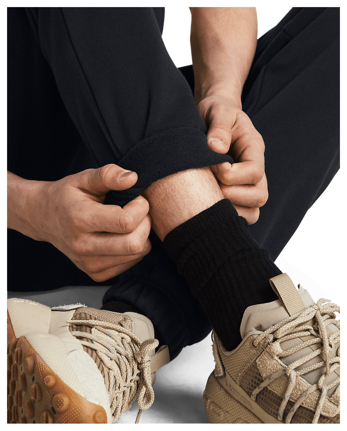 Under Armour Apparel Mens Essential Fleece Jogger - Black/White