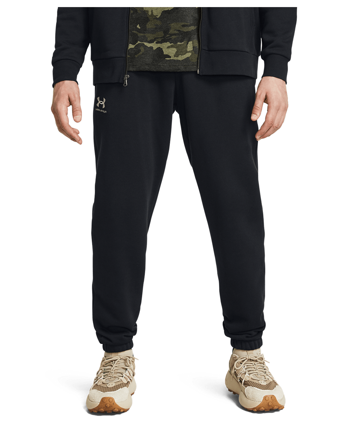 Under Armour Apparel Mens Essential Fleece Jogger - Black/White