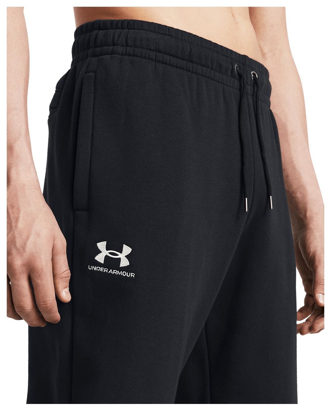 Under Armour Apparel Mens Essential Fleece Jogger - Black/White