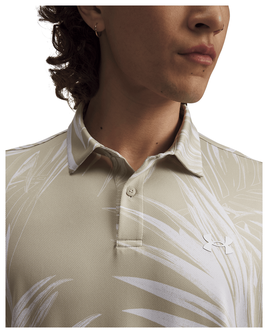 Under Armour Mens Matchplay Printed Polo - KhakiBase/White/White