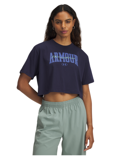 Under Armour Apparel Women's UA Script Boxy Crop Short Sleeve