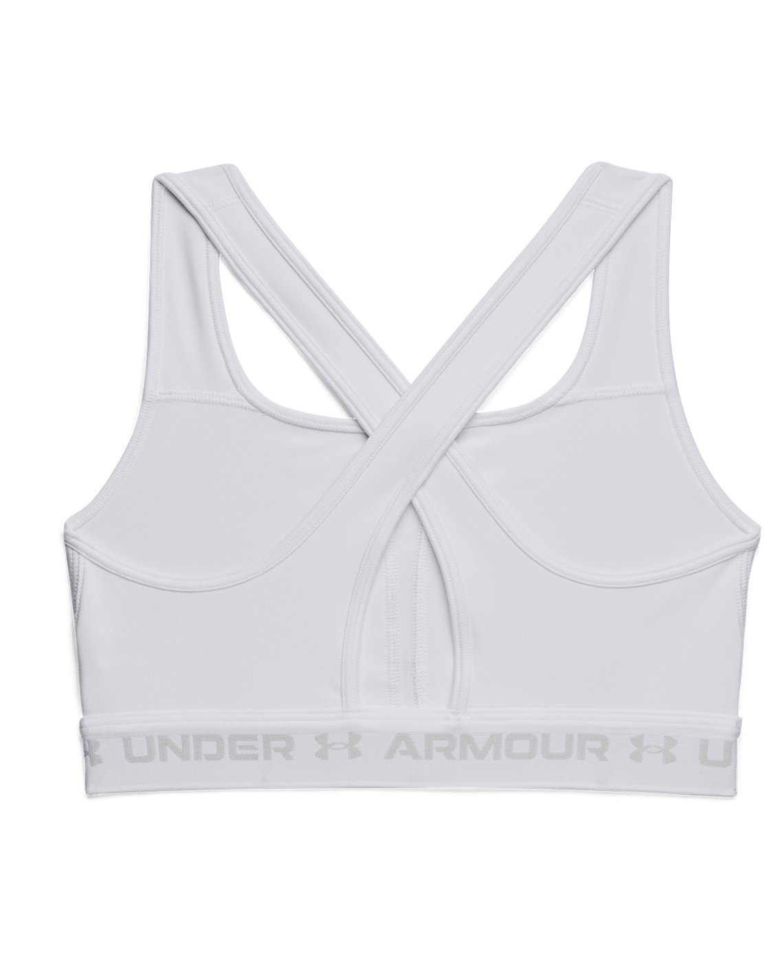 Under Armour Apparel Womens Crossback Mid Bra - White/White/Halo Gray
