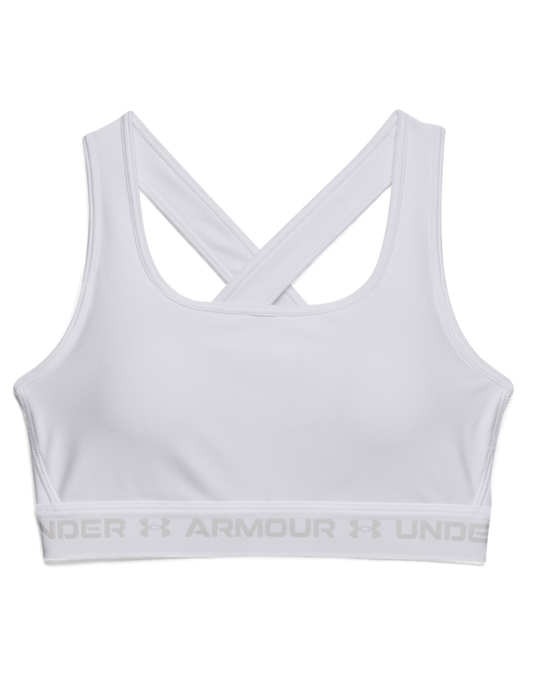 Under Armour Apparel Womens Crossback Mid Bra - White/White/Halo Gray