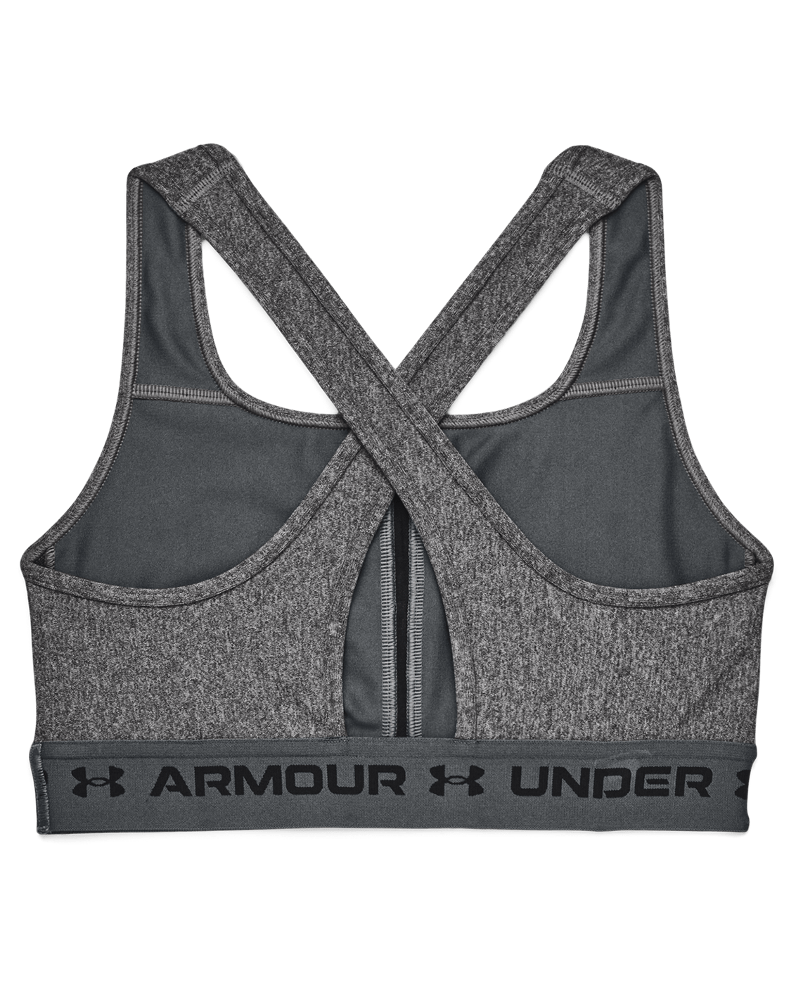 Under Armour Apparel Womens Crossback Mid Hther Bra - Charcoal Light Heather/Black