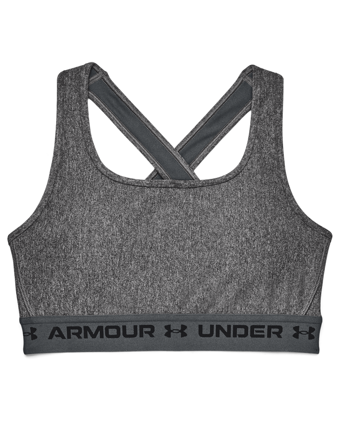 Under Armour Apparel Womens Crossback Mid Hther Bra - Charcoal Light Heather/Black