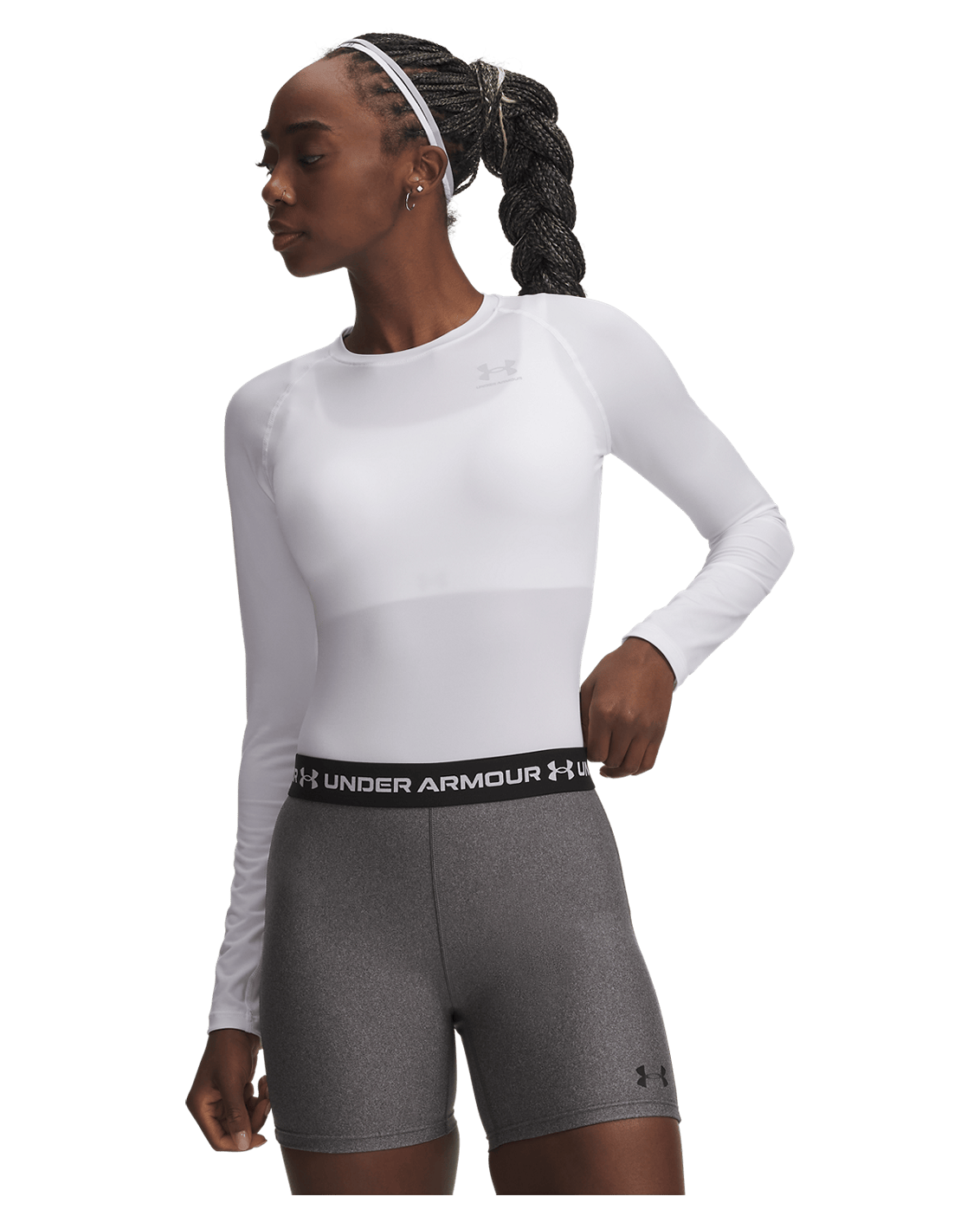 Under Armour Womens HG Authentics Comp LS - White/HaloGray