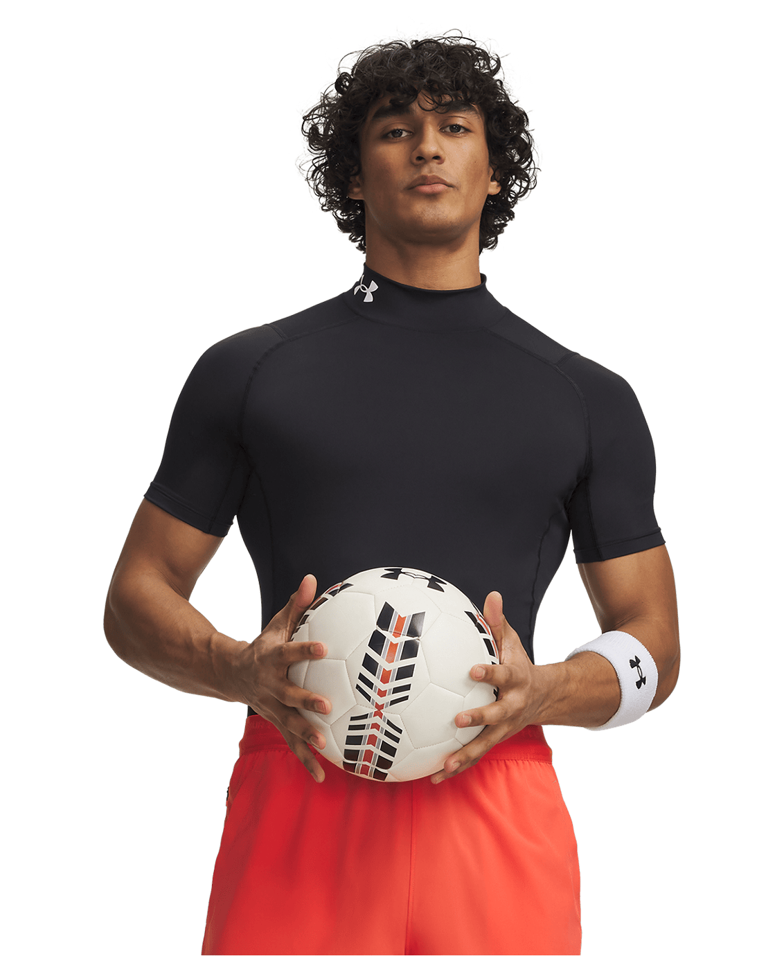Under Armour Apparel Mens HG Armour Comp Mock SS - Black/White