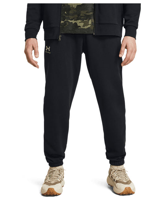 Under Armour Apparel Mens Essential Fleece Jogger - Black/White