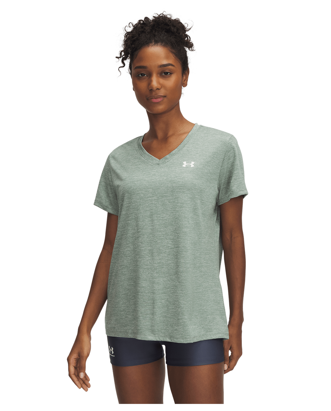 Under Armour Apparel Womens Tech SSV- Twist - SilicaGreen/White